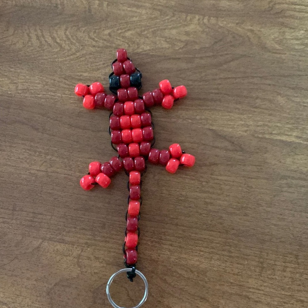 Beaded lizard key chain